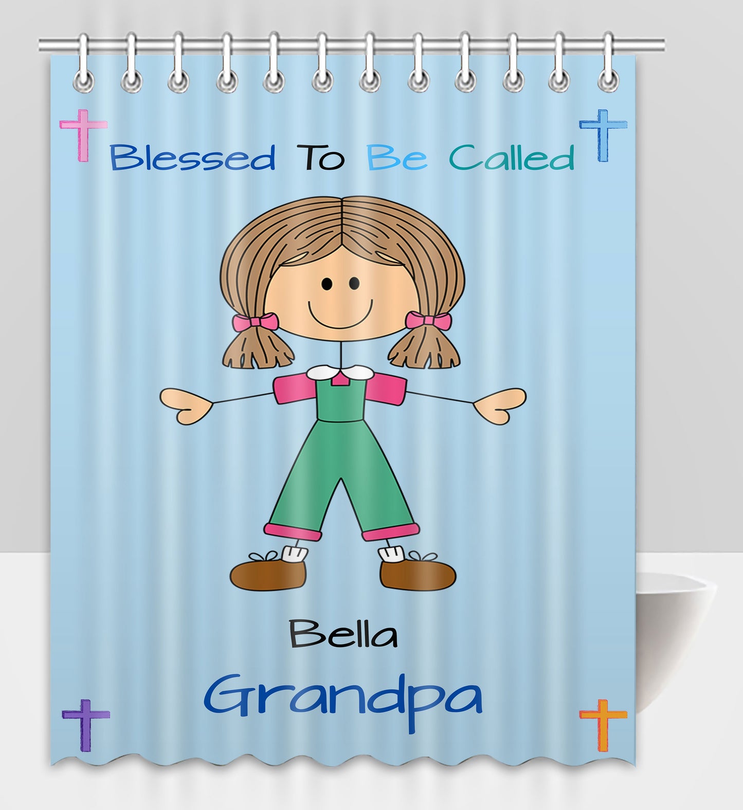 Personalized Blessed to be Called Dog Cat Pets Grandpa, Uncle, Dad, Husband or Brother Shower Curtain