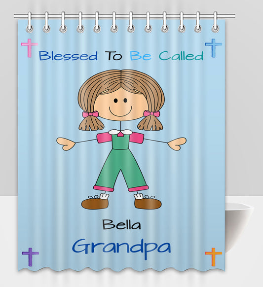 Personalized Blessed to be Called Dog Cat Pets Grandpa, Uncle, Dad, Husband or Brother Shower Curtain