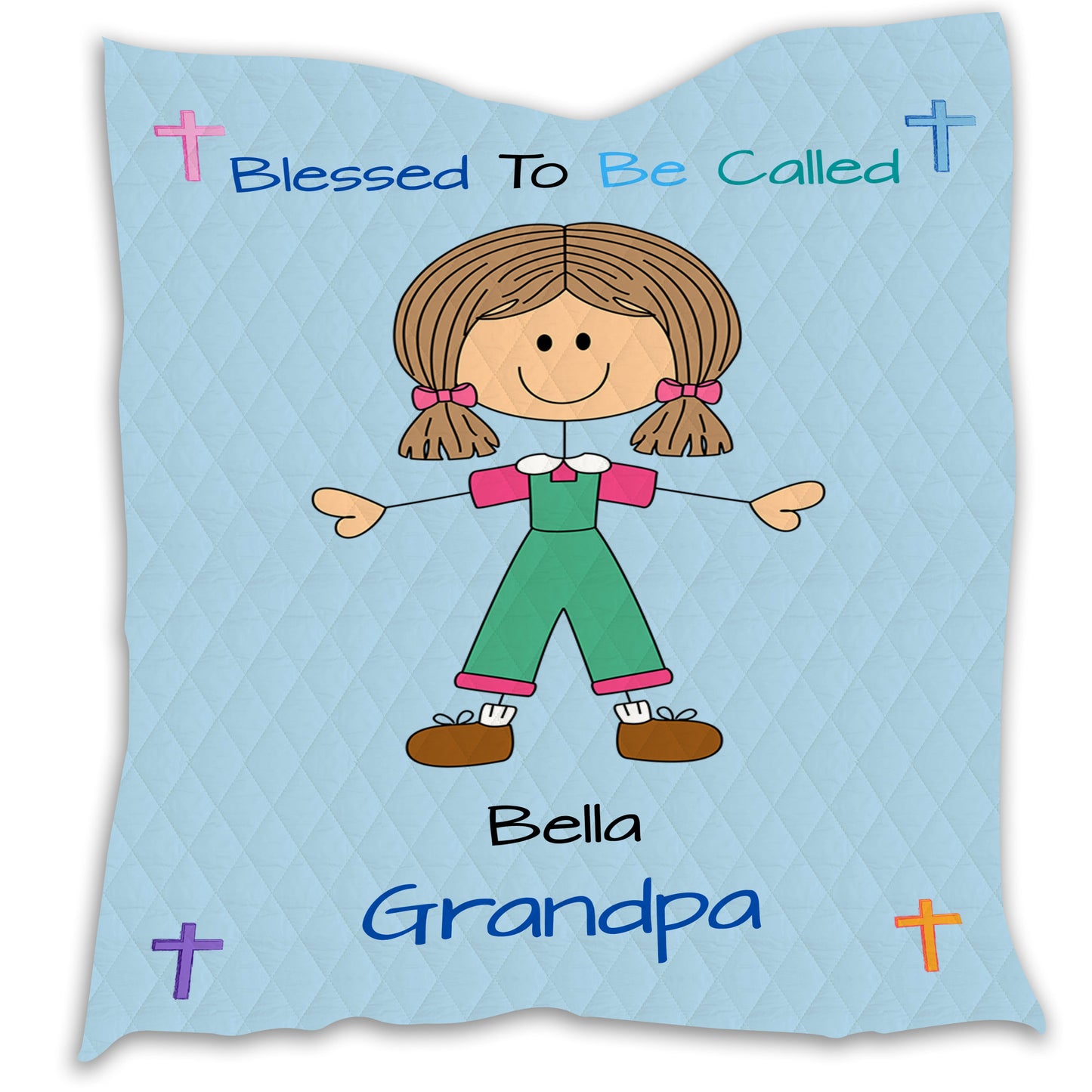 Personalized Blessed to be Called Dog Cat Pets Grandpa, Uncle, Dad, Husband or Brother Quilt