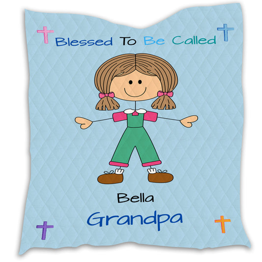 Personalized Blessed to be Called Dog Cat Pets Grandpa, Uncle, Dad, Husband or Brother Quilt