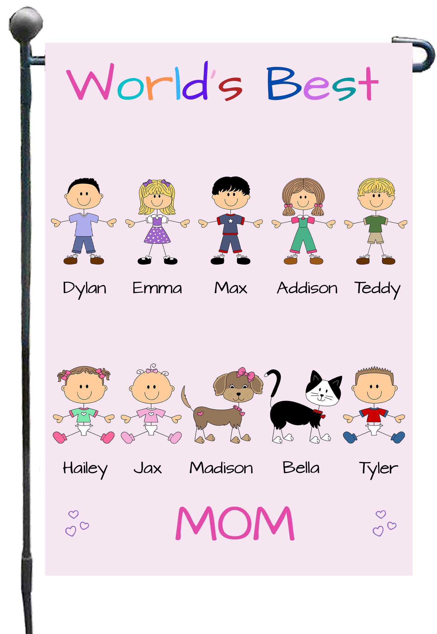 Personalized Dog Cat Pets World's Best Grandma, Aunt, Mom, Wife or Sister Garden Flag