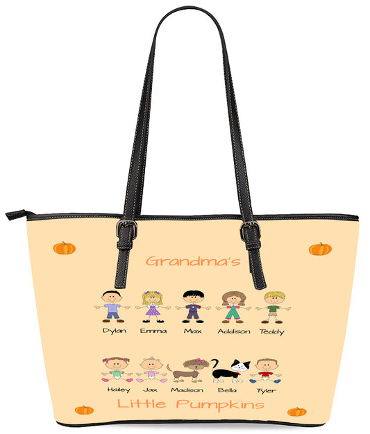 Personalized Dog Cat Pets Grandma, Aunt, Mom, Wife or Sister's Little Pumpkins Euramerican Tote Bag