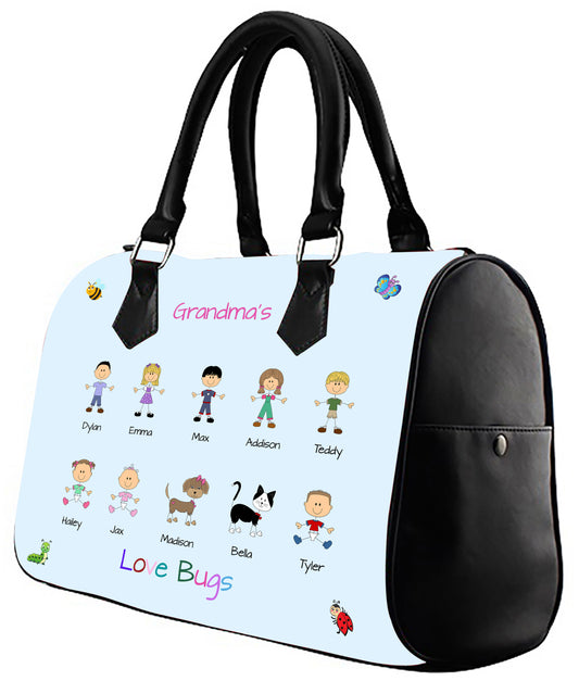 Personalized Dog Cat Pets Grandma, Aunt, Mom, Wife or Sister's Love Bugs Boston Handbag