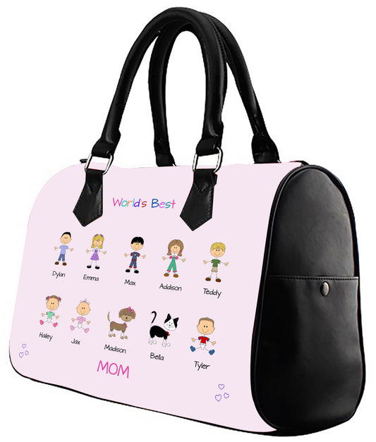 Personalized Dog Cat Pets World's Best Grandma, Aunt, Mom, Wife or Sister Boston Handbag