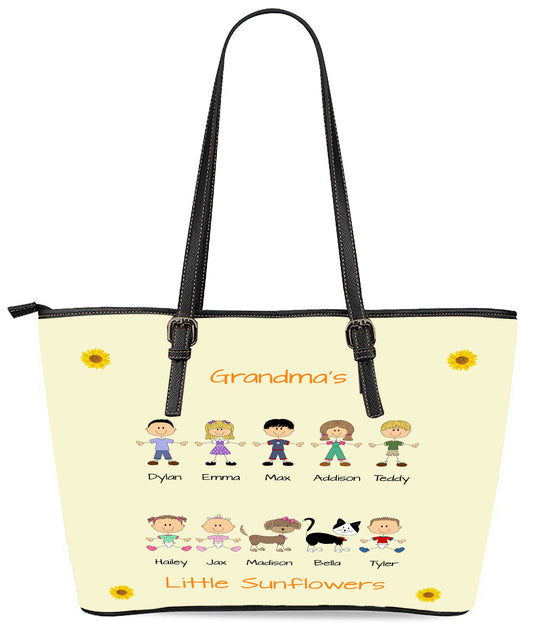 Personalized Dog Cat Pets Grandma, Aunt, Mom, Wife or Sister's Little Sun Flowers Euramerican Tote Bag