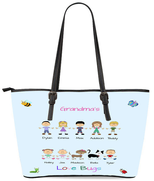 Personalized Dog Cat Pets Grandma, Aunt, Mom, Wife or Sister's Love Bugs Euramerican Tote Bag
