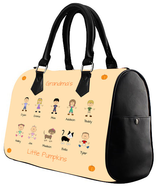 Personalized Dog Cat Pets Grandma, Aunt, Mom, Wife or Sister's Little Pumpkins Boston Handbag
