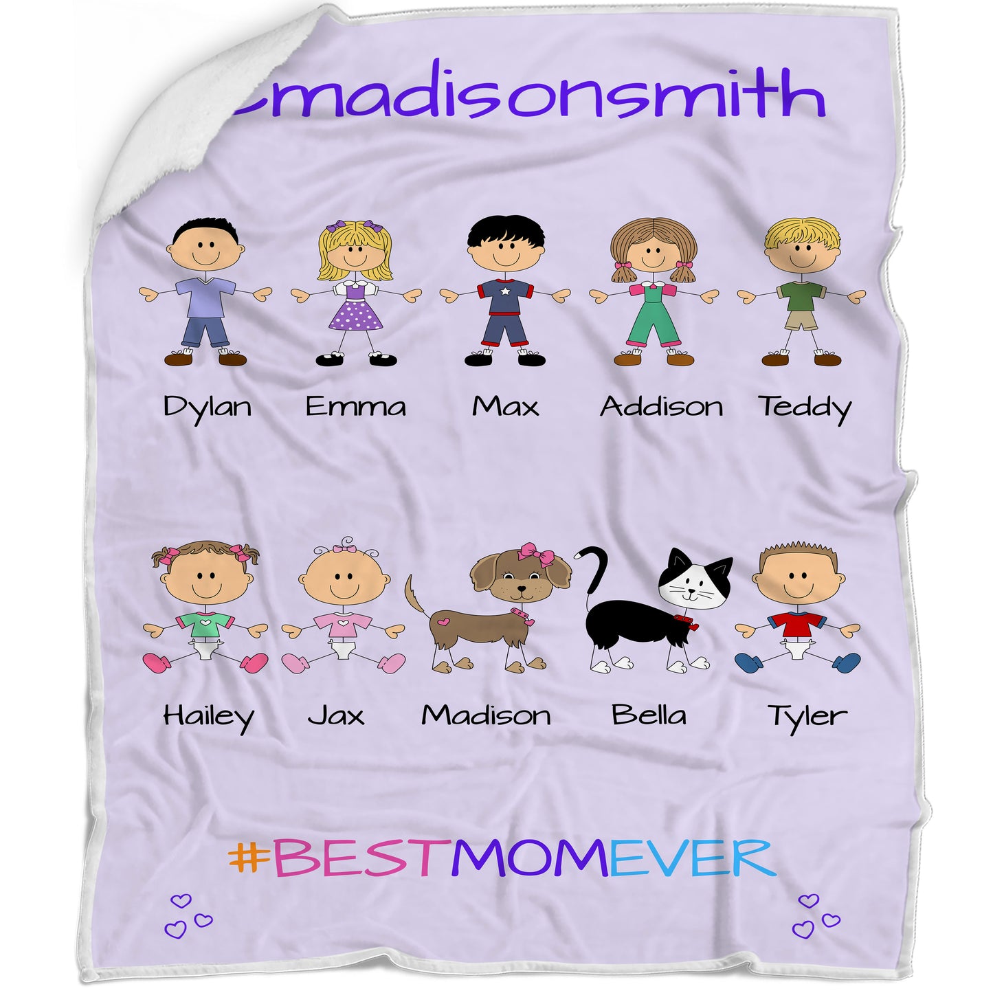 Personalized Dog Cat Pets Best Ever Grandma, Aunt, Mom, Wife or Sister Blanket