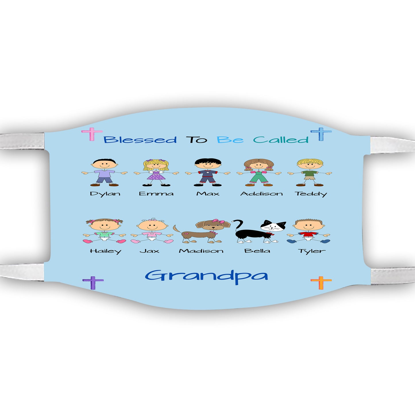 Personalized Blessed to be Called Dog Cat Pets Grandpa, Uncle, Dad, Husband or Brother Face Mask