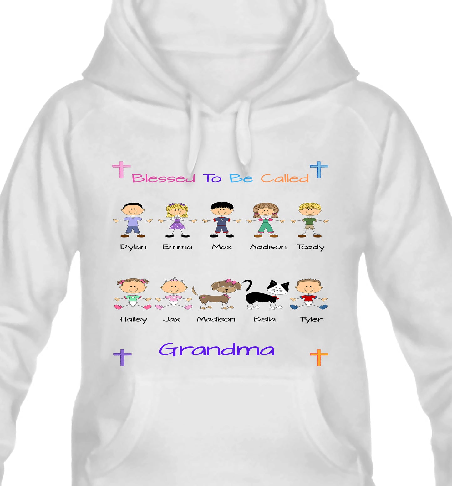 Personalized Blessed To Be Called Dog Cat Pets Grandma, Aunt, Mom, Wife or Sister Men's & Women's Hoodie