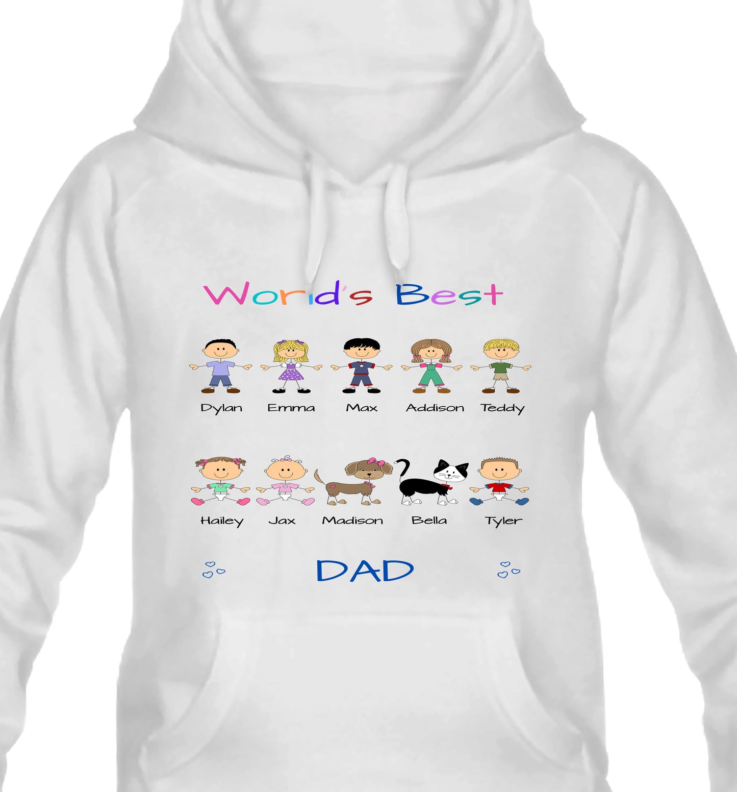 Personalized Dog Cat Pets World's Best Grandpa, Uncle, Dad, Husband or Brother's Men's Hoodie
