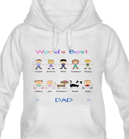 Personalized Dog Cat Pets World's Best Grandpa, Uncle, Dad, Husband or Brother's Men's Hoodie