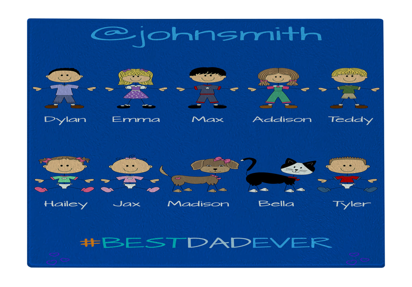 Personalized Dog Cat Pets Best Ever Grandpa, Uncle, Dad, Husband or Brother Glass Cutting Board