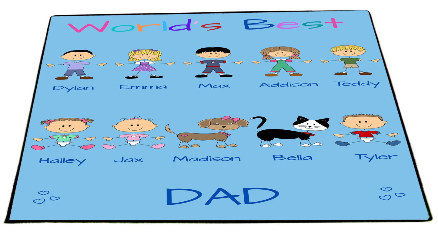 Personalized Dog Cat Pets World's Best Grandpa, Uncle, Dad, Husband or Brother Floormat