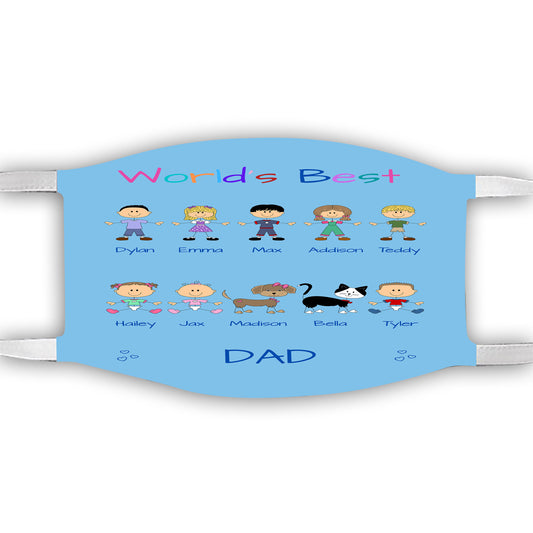Personalized Dog Cat Pets World's Best Grandpa, Uncle, Dad, Husband or Brother Face Mask