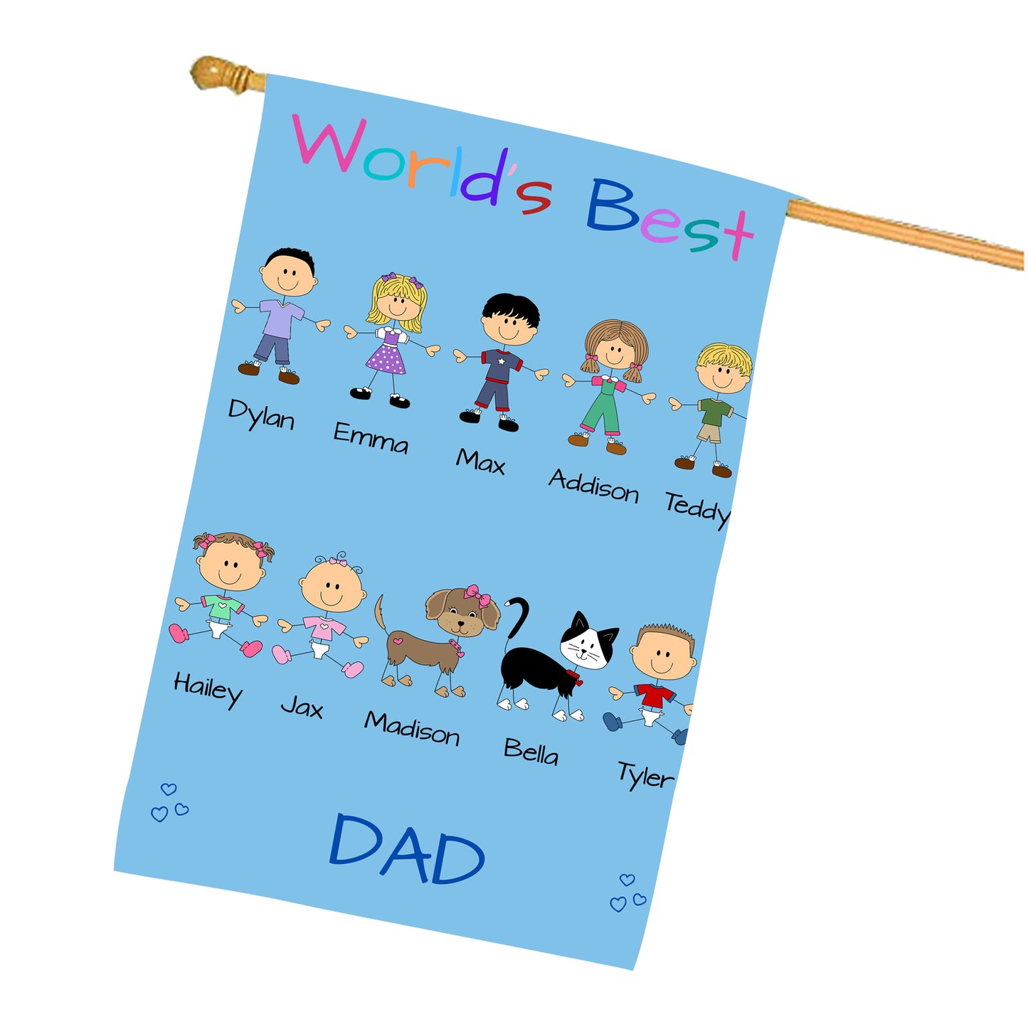 Personalized Dog Cat Pets World's Best Grandpa, Uncle, Dad, Husband or Brother House Flag