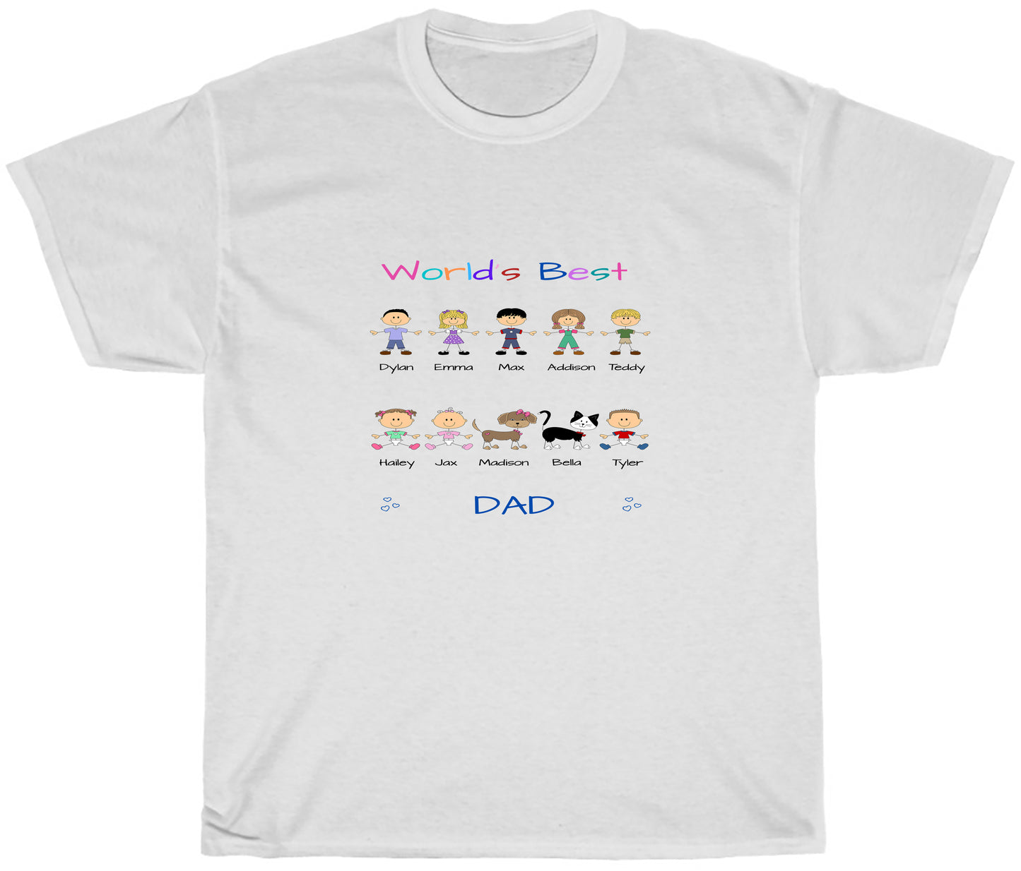 Personalized Dog Cat Pets World's Best Grandpa, Uncle, Dad, Husband or Brother's Cotton T-Shirt