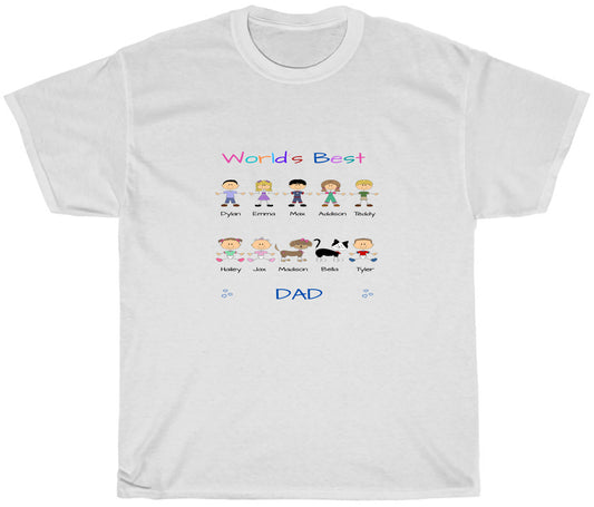 Personalized Dog Cat Pets World's Best Grandpa, Uncle, Dad, Husband or Brother's Cotton T-Shirt