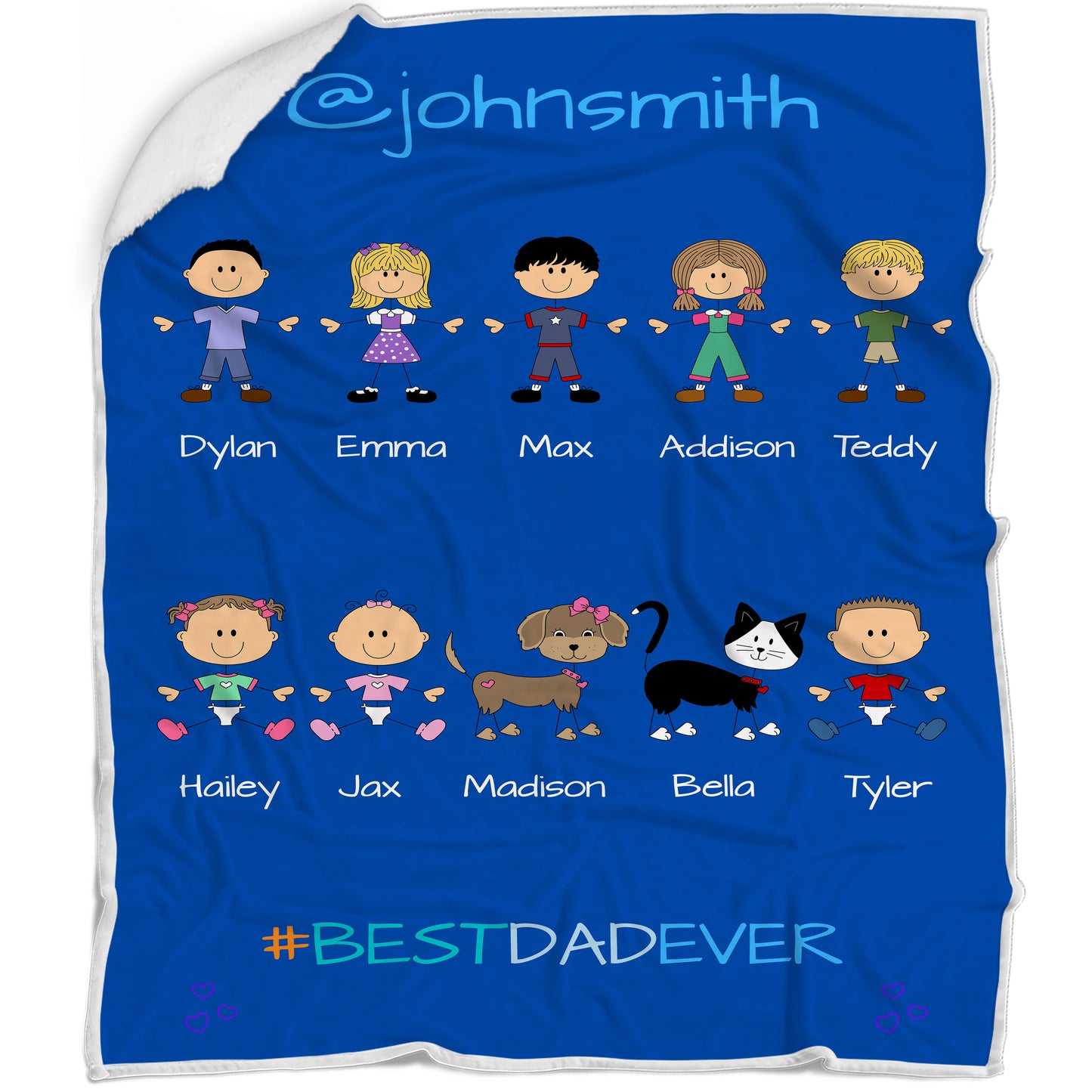 Personalized Dog Cat Pets Best Ever Grandpa, Uncle, Dad, Husband or Brother Blanket