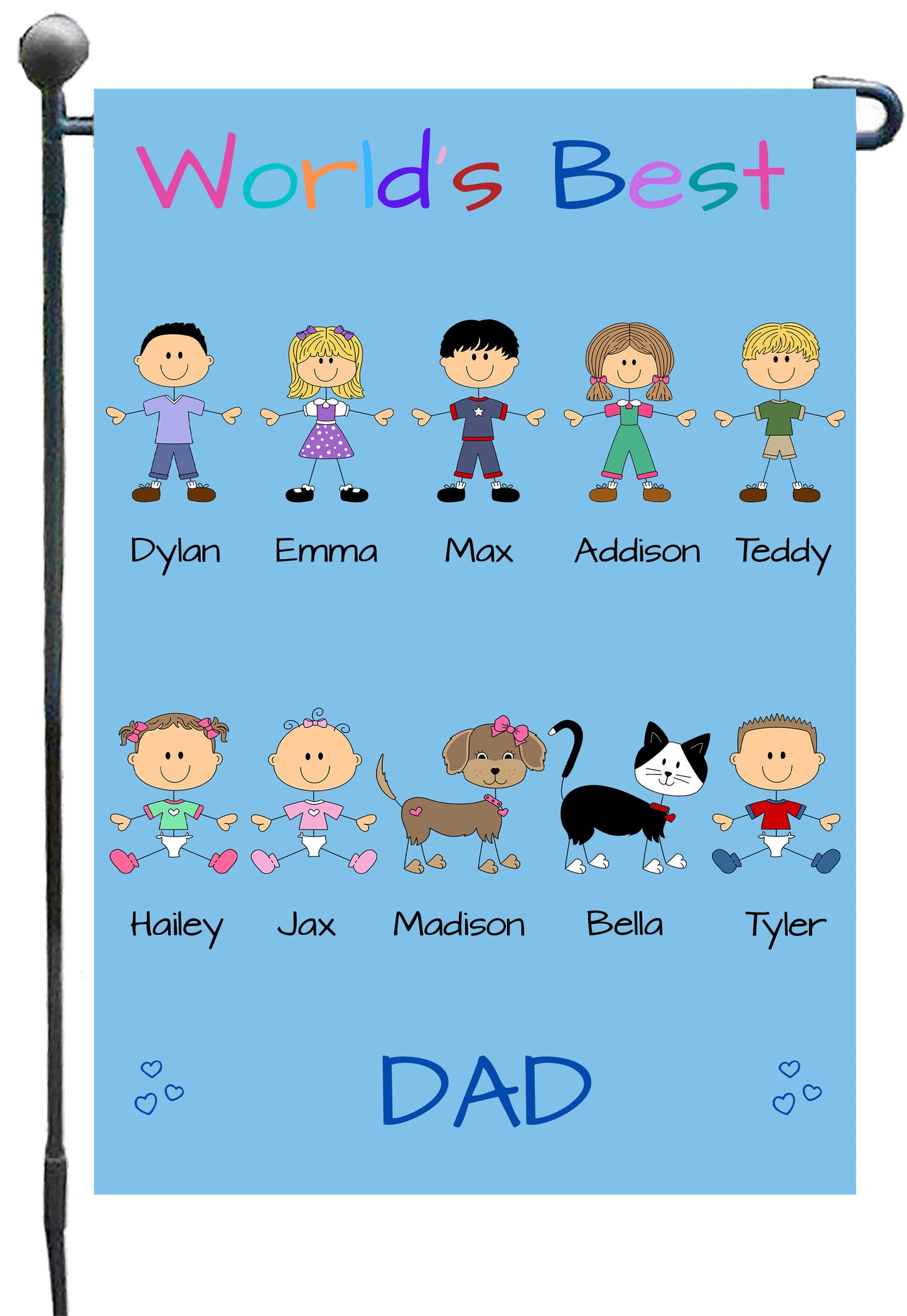 Personalized Dog Cat Pets World's Best Grandpa, Uncle, Dad, Husband or Brother Garden Flag