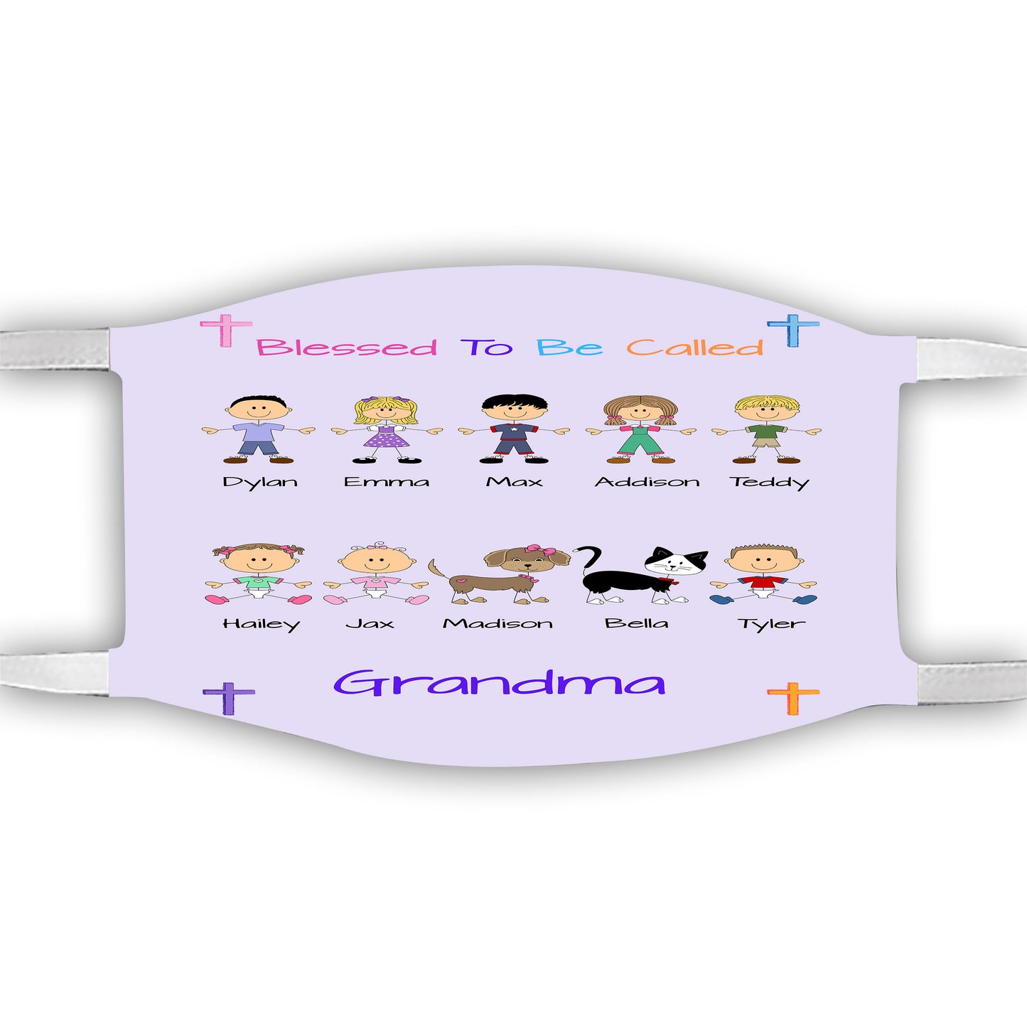 Personalized Blessed to be Called Dog Cat Pets Grandma, Aunt, Mom, Wife or Sister Face Mask