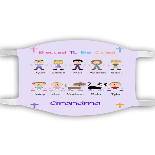 Personalized Blessed to be Called Dog Cat Pets Grandma, Aunt, Mom, Wife or Sister Face Mask