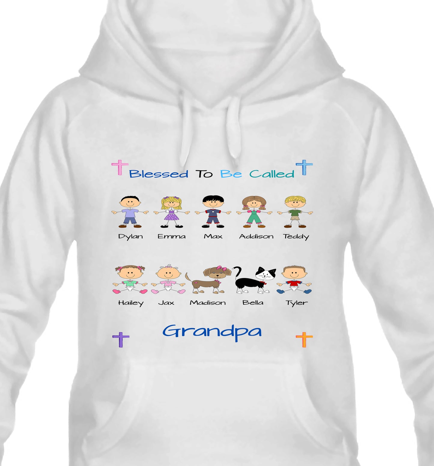 Personalized Blessed To Be Called Dog Cat Pets Grandpa, Uncle, Dad, Husband or Brother Men's & Women's Hoodie