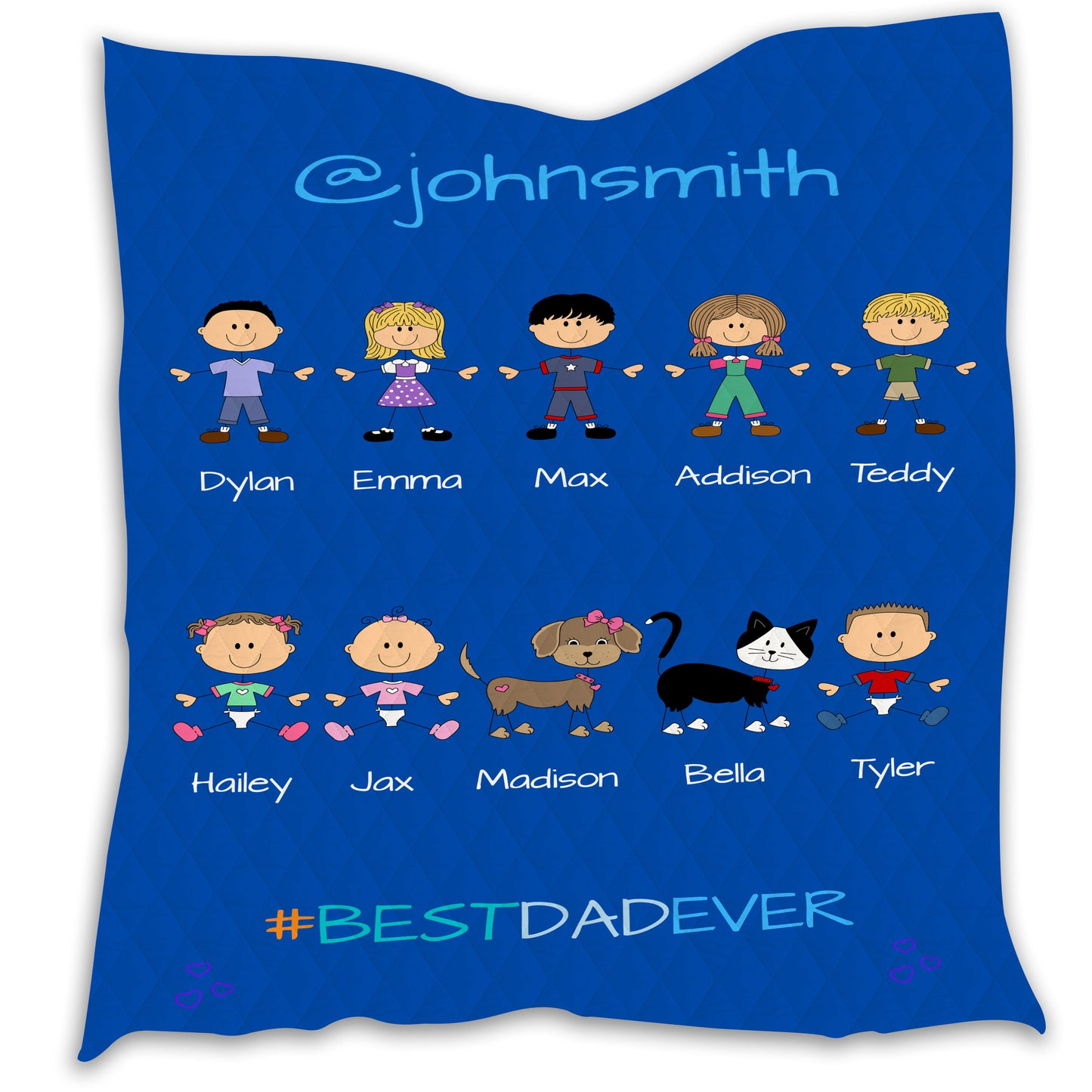 Personalized Dog Cat Pets Best Ever Grandpa, Uncle, Dad, Husband or Brother Quilt