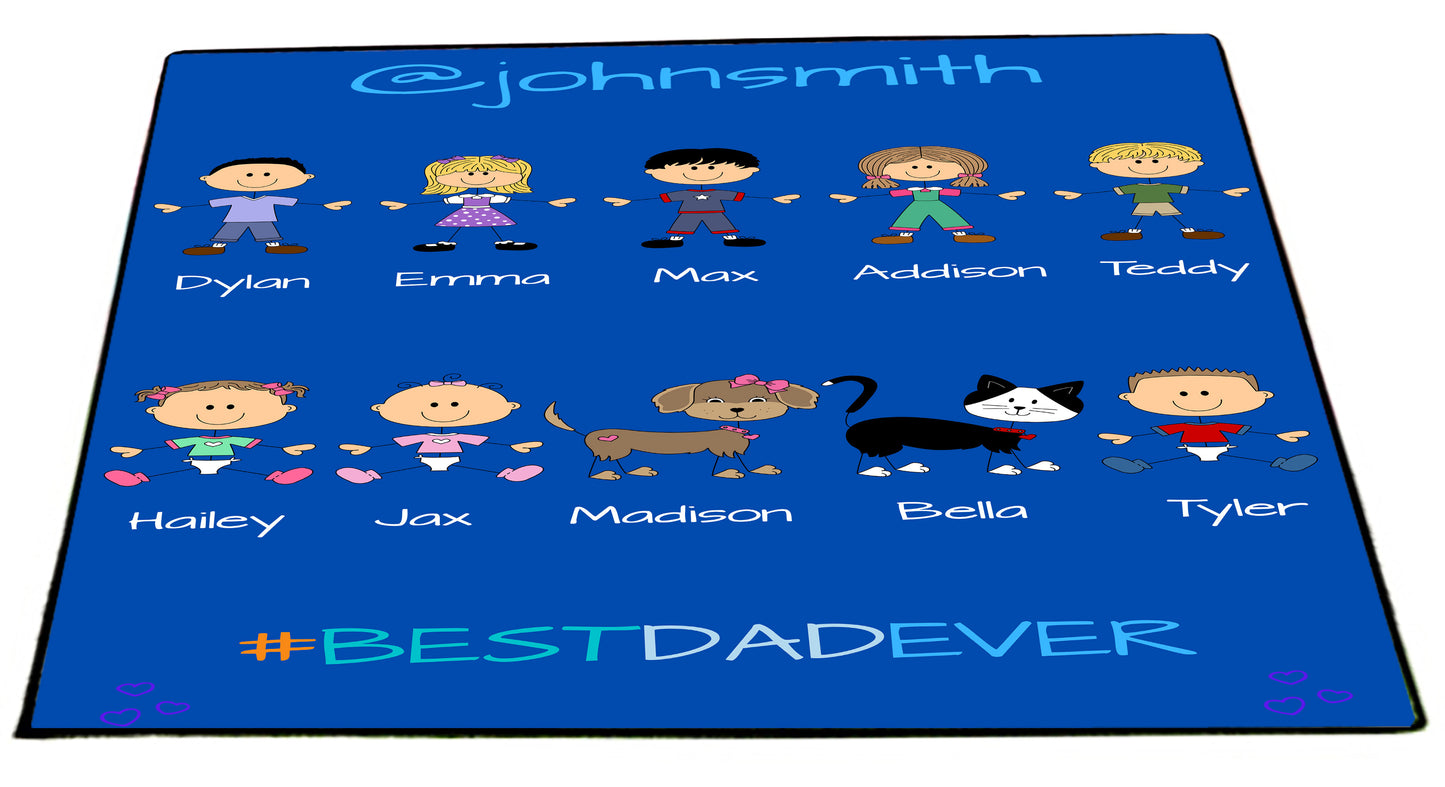 Personalized Dog Cat Pets Best Ever Grandpa, Uncle, Dad, Husband or Brother Floormat