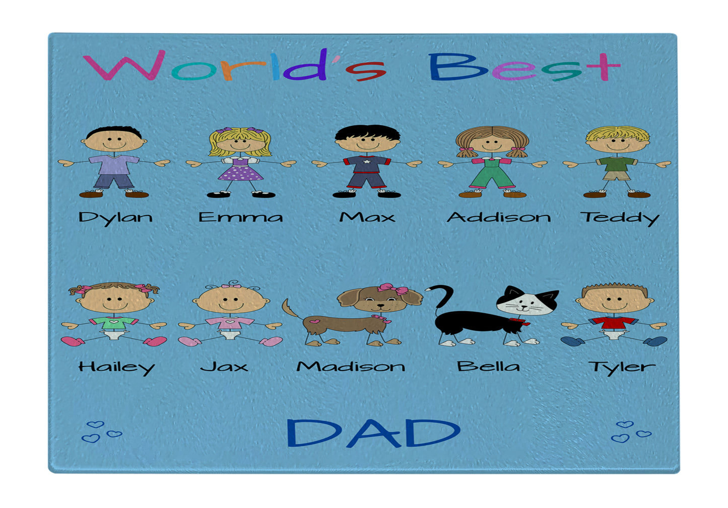 Personalized Dog Cat Pets World's Best Grandpa, Uncle, Dad, Husband or Brother Glass Cutting Board