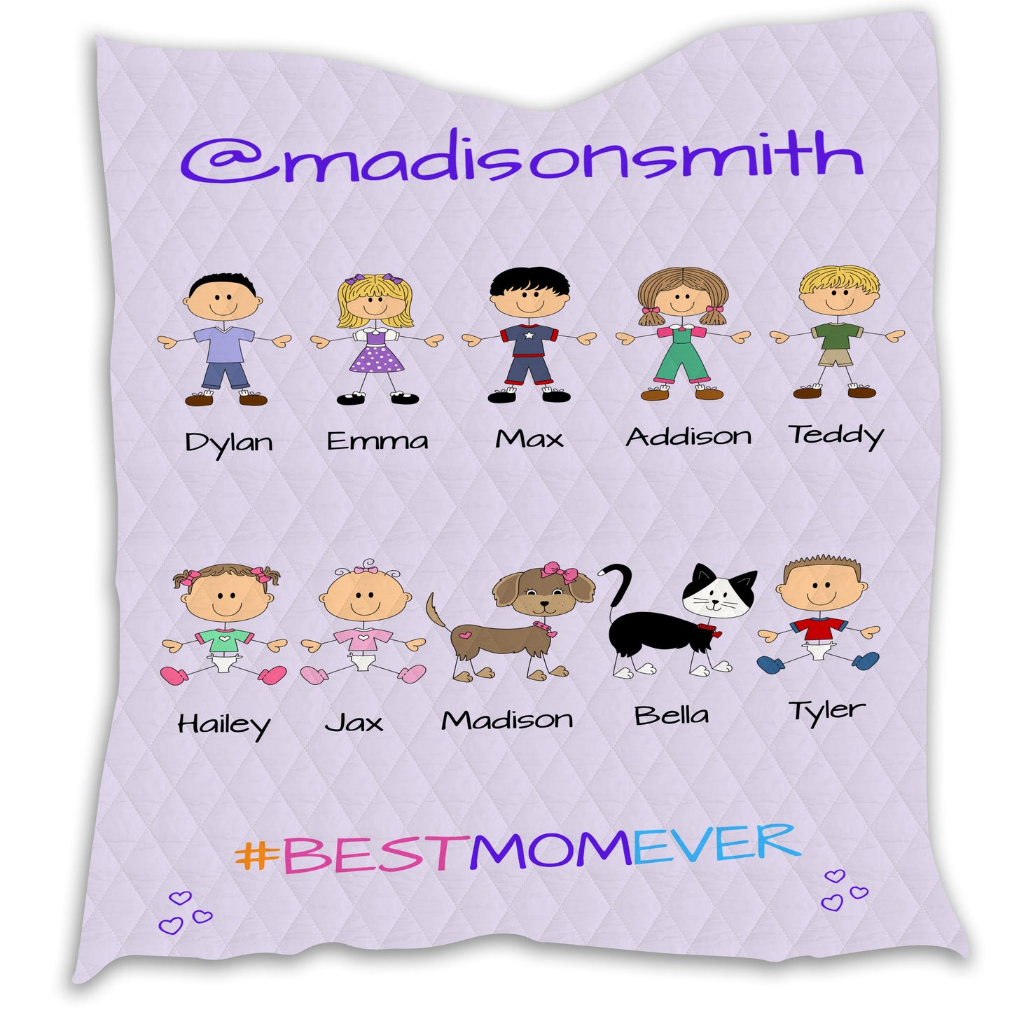 Personalized Dog Cat Pets Best Ever Grandma, Aunt, Mom, Wife or Sister Quilt