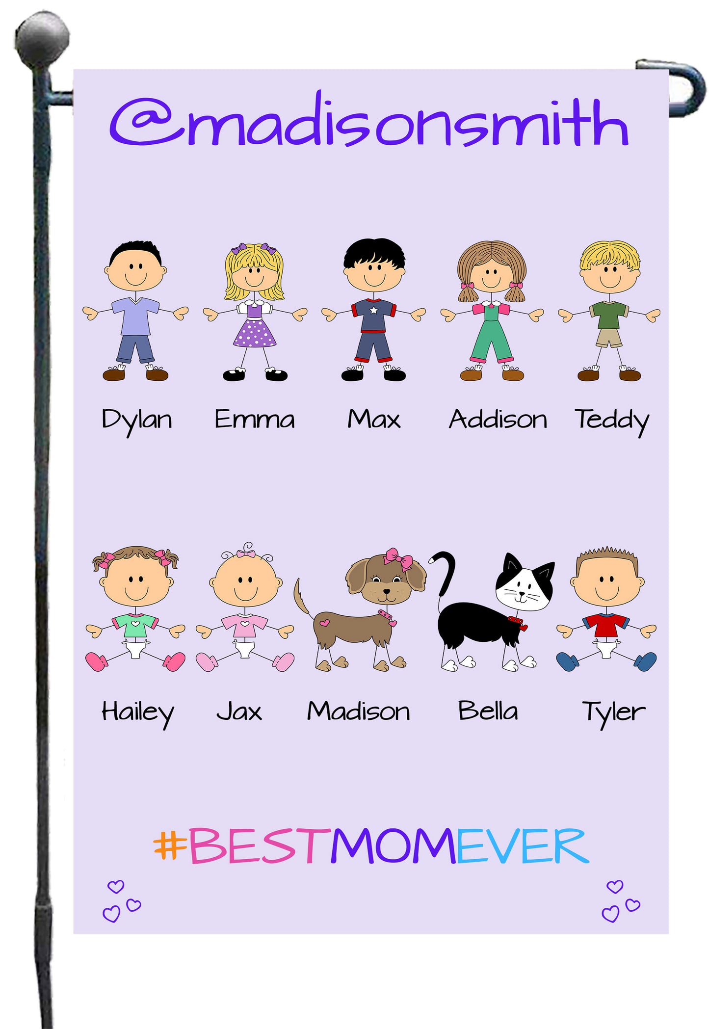 Personalized Dog Cat Pets Best Ever Grandma, Aunt, Mom, Wife or Sister Garden Flag