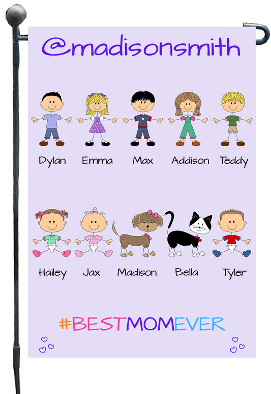 Personalized Dog Cat Pets Best Ever Grandma, Aunt, Mom, Wife or Sister Garden Flag