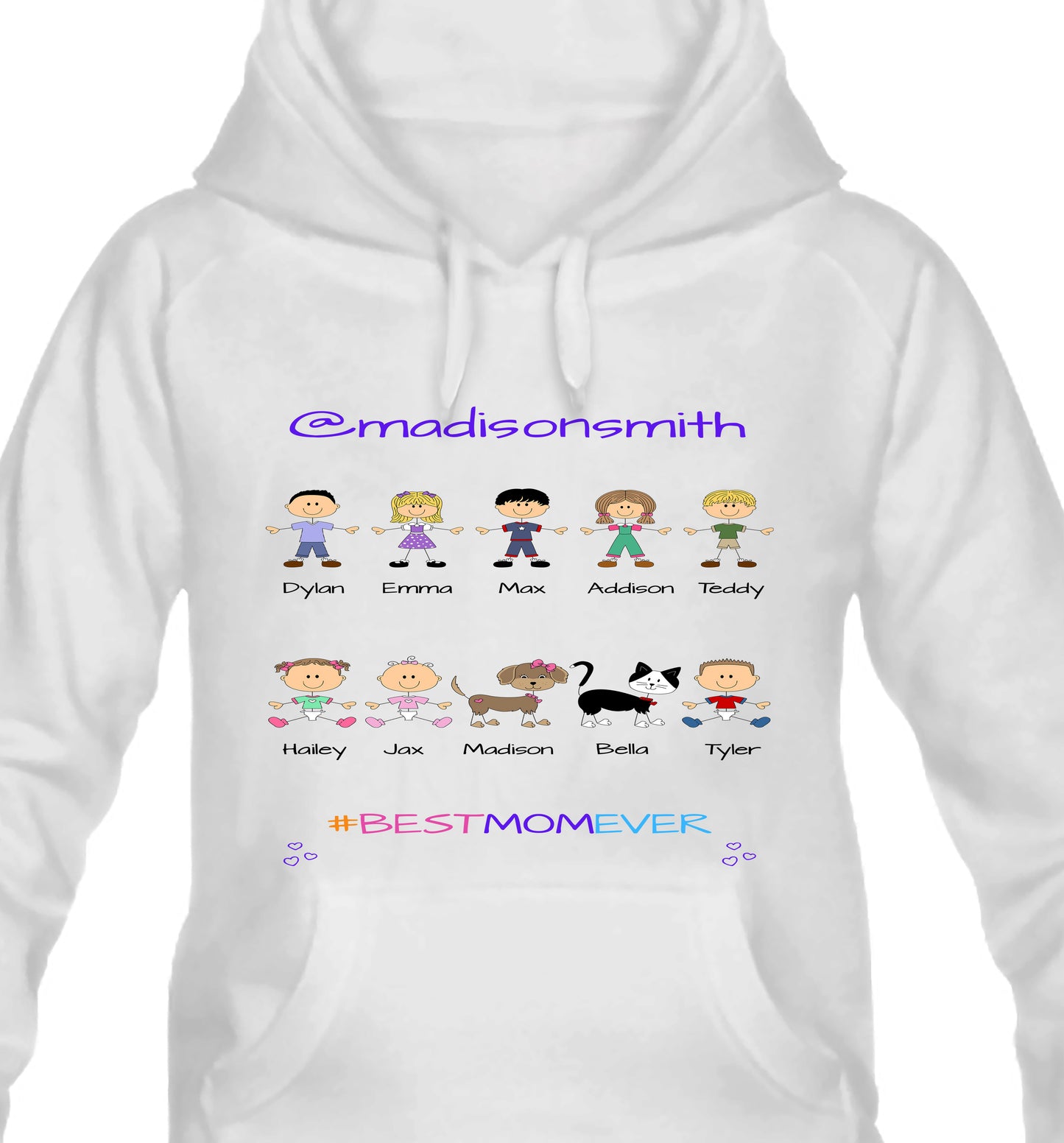 Personalized Dog Cat Pets Best Ever Grandma, Aunt, Mom, Wife or Sister Women's Hoodie