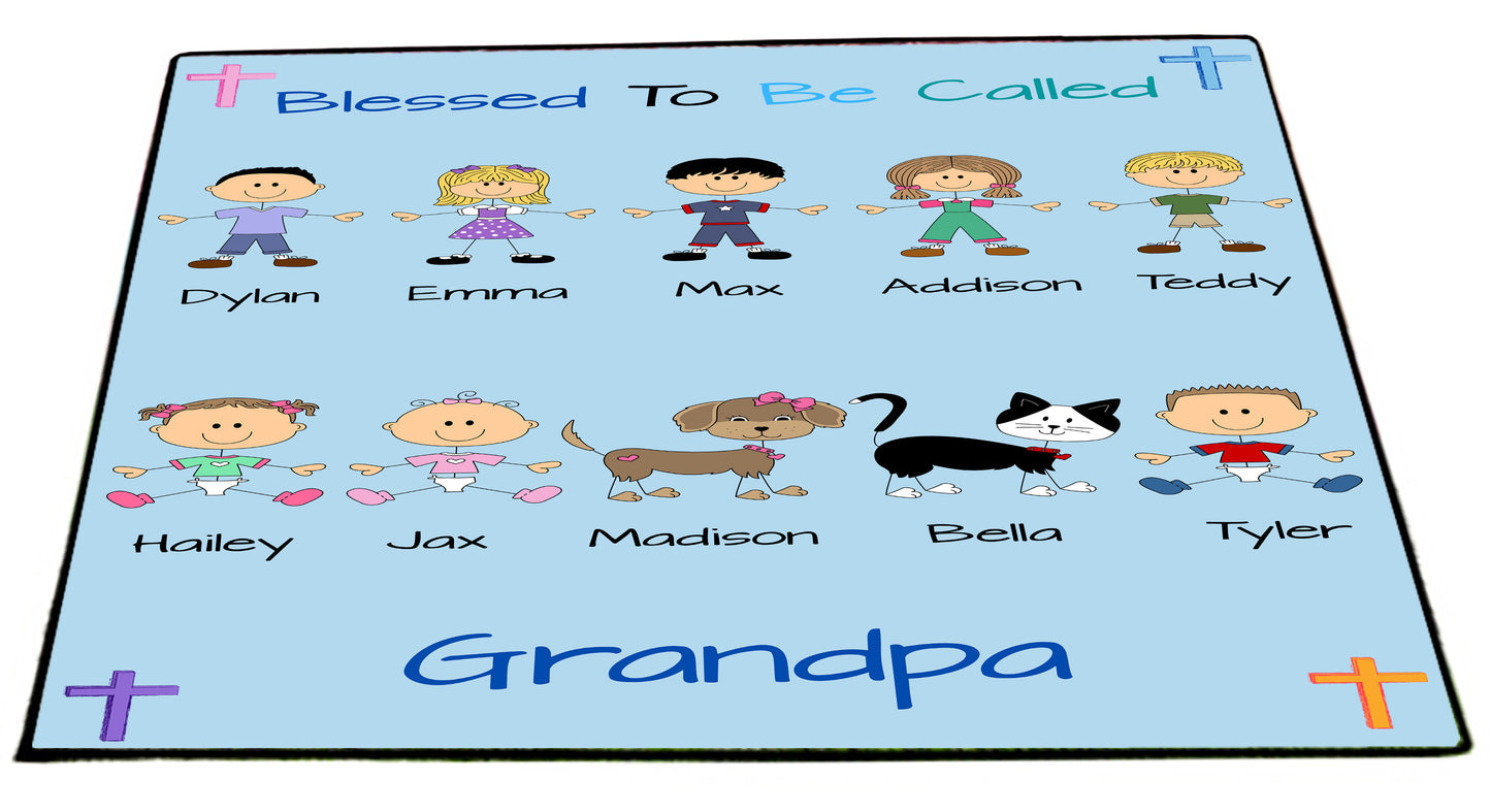Personalized Blessed To be Called Dog Cat Pets Grandpa, Uncle, Dad, Husband or Brother Floormat