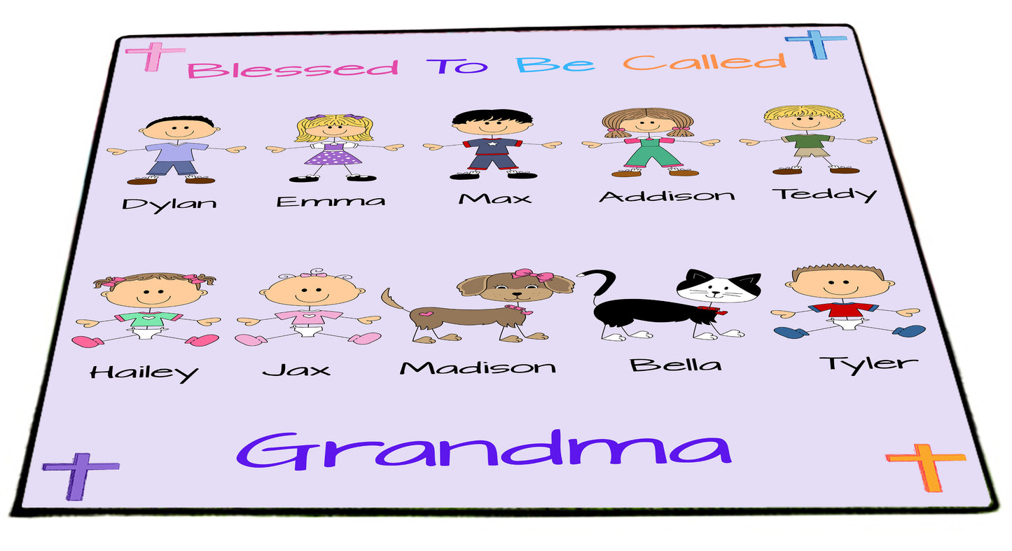 Personalized Blessed to be Called Dog Cat Pets Grandma, Aunt, Mom, Wife or Sister Floormat