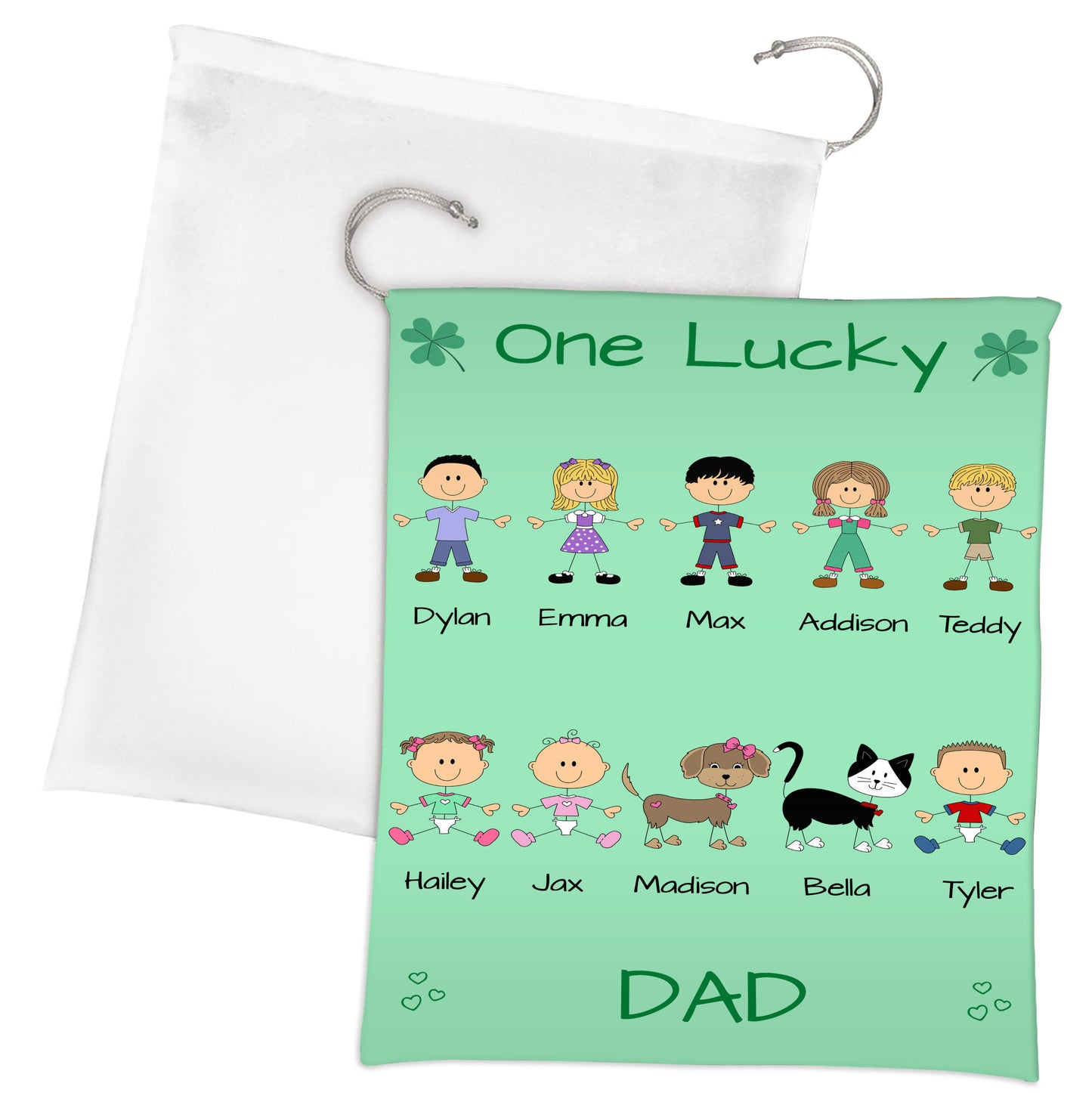 Personalized One Lucky Dog Cat Pets Grandpa, Uncle, Dad, Husband or Brother Gift Bag