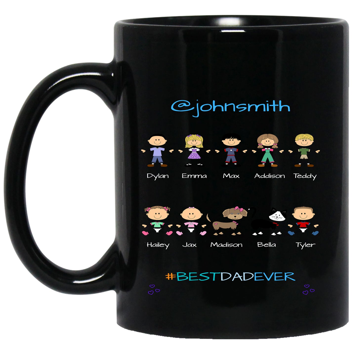 Personalized Dog Cat Pets Best Ever Grandpa, Uncle, Dad, Husband or Brother 11 OZ Coffee Mug