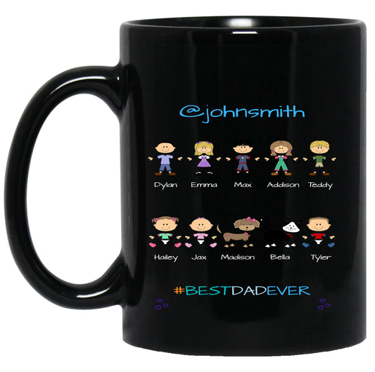 Personalized Dog Cat Pets Best Ever Grandpa, Uncle, Dad, Husband or Brother 11 OZ Coffee Mug