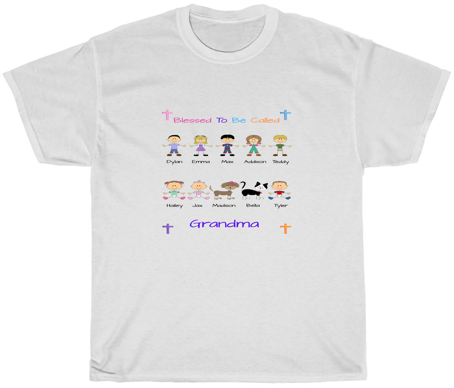 Personalized Dog Cat Pets Blessed To be Called Grandma Aunty Mom, Wife or Sister Women's Cotton T-Shirt