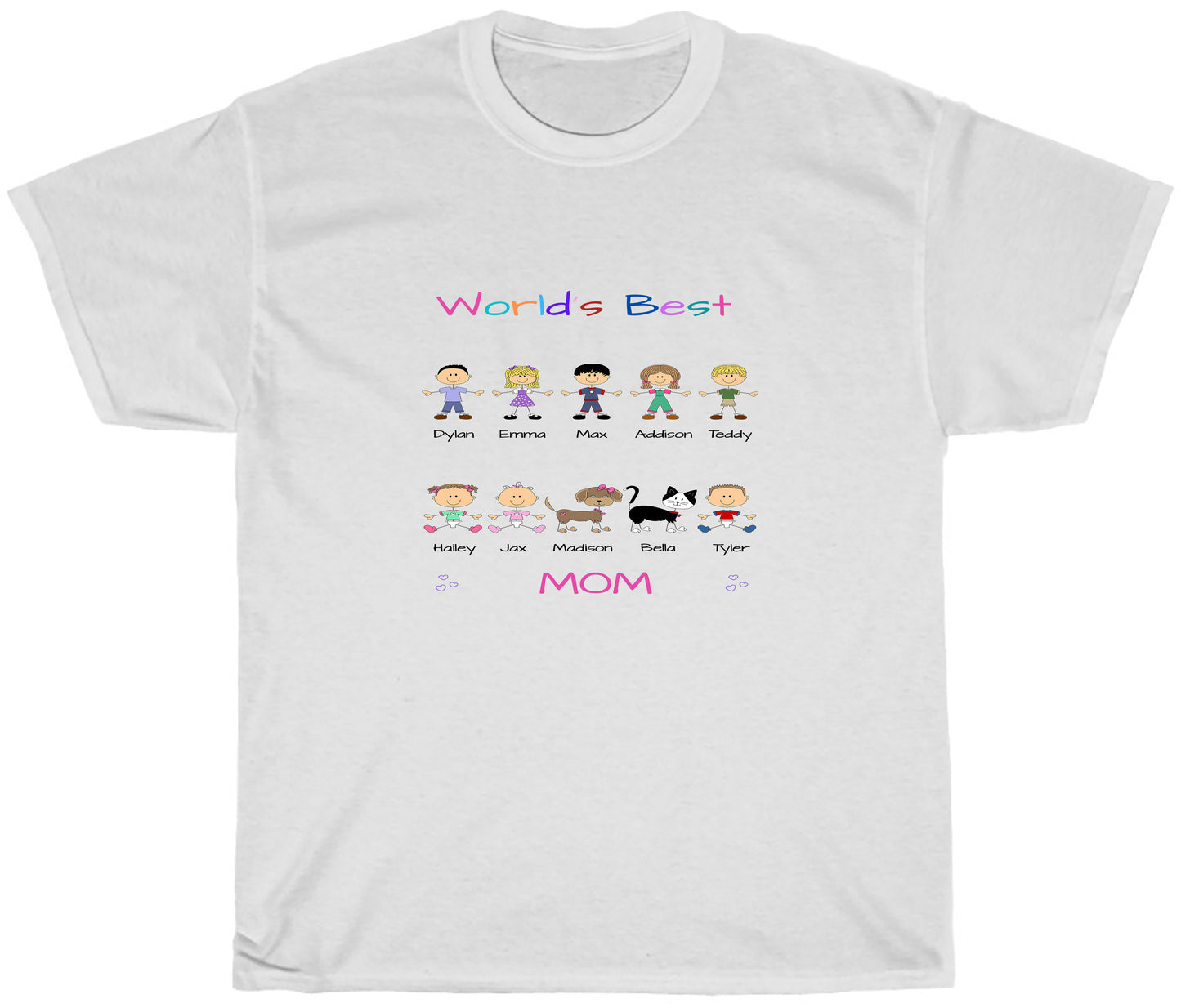 Personalized Dog Cat Pets World's Best Grandma, Aunt, Mom, Wife or Sister's Women's Cotton T-Shirt