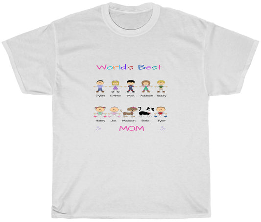 Personalized Dog Cat Pets World's Best Grandma, Aunt, Mom, Wife or Sister's Women's Cotton T-Shirt