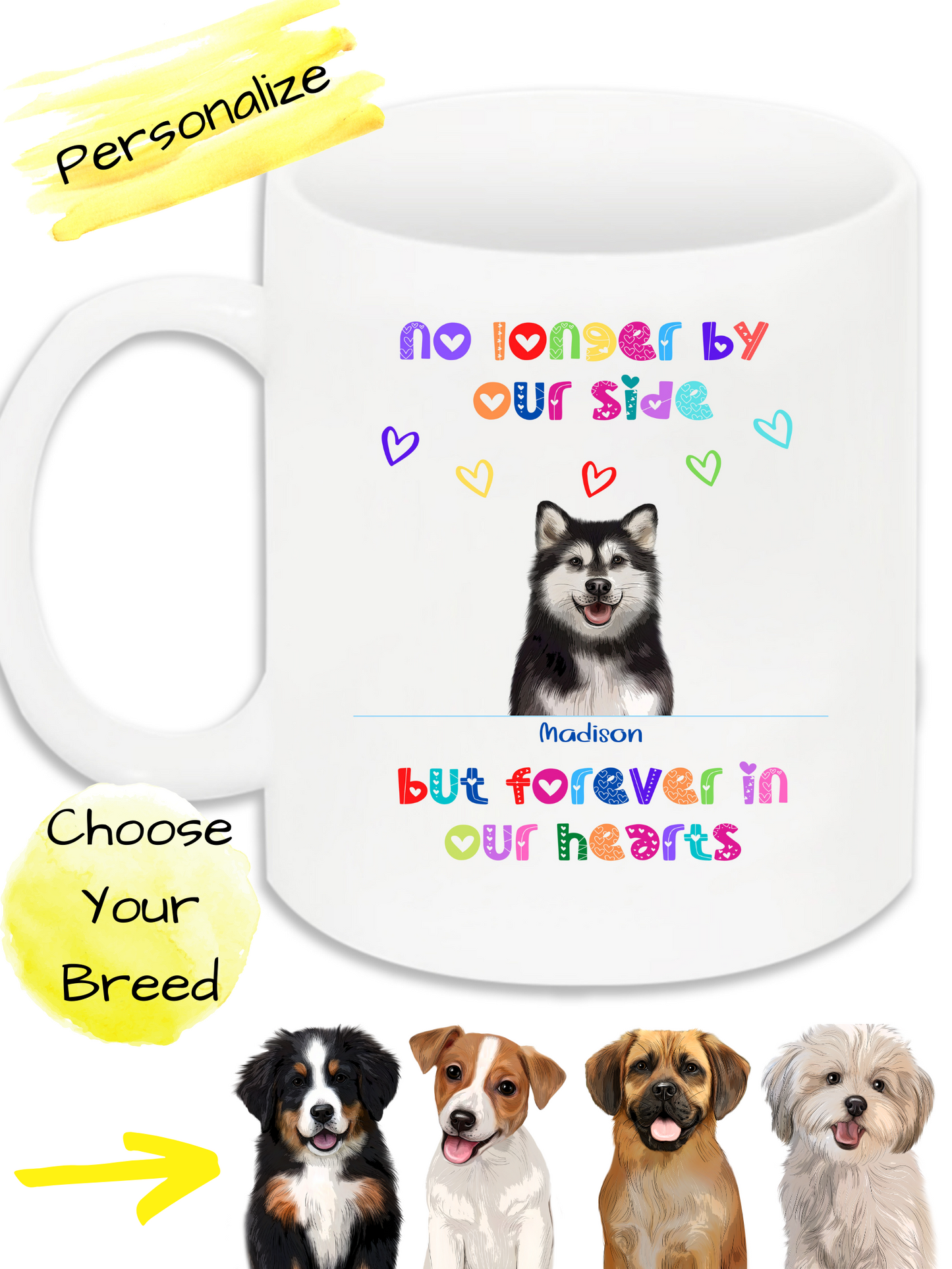 Personalized No Longer By Our Side Dog Cat Pets Memorial Mug 1 to 6 Pets