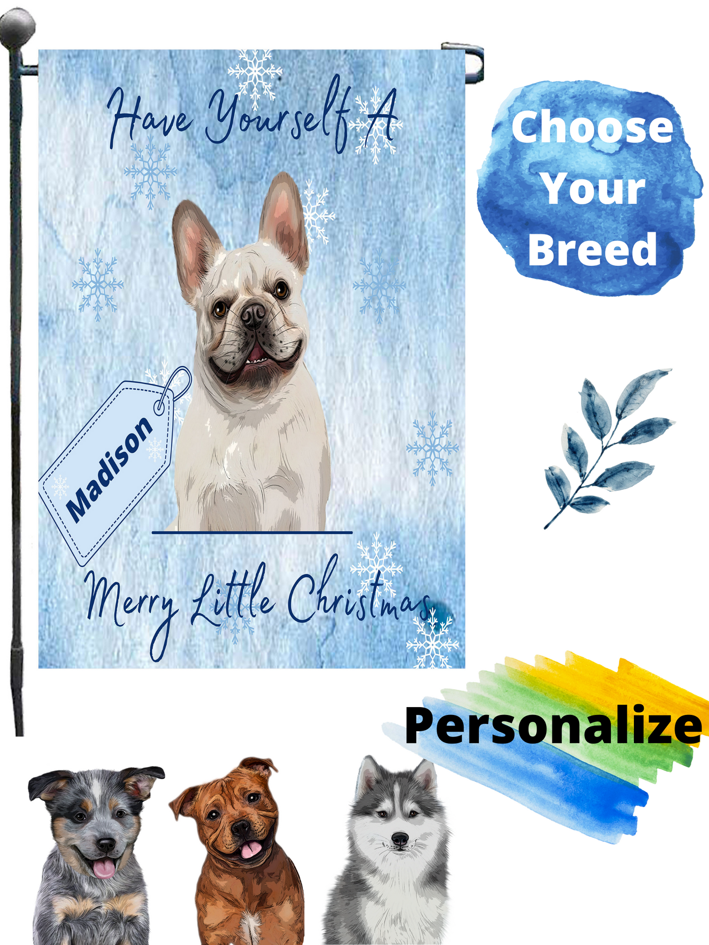Personalized Have Yourself A Merry Little Christmas Dog Cat Pets Garden Flag