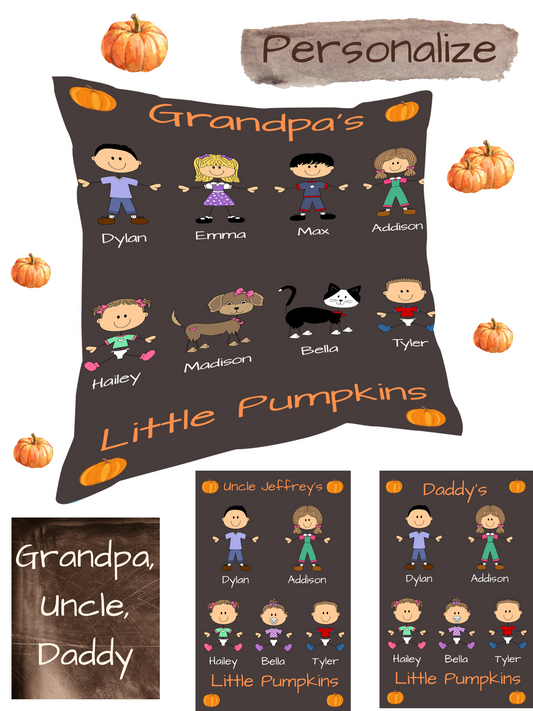 Personalized Dog Cat Pets Grandpa, Uncle, Dad, Husband or Brother's Little Pumpkins Pillow
