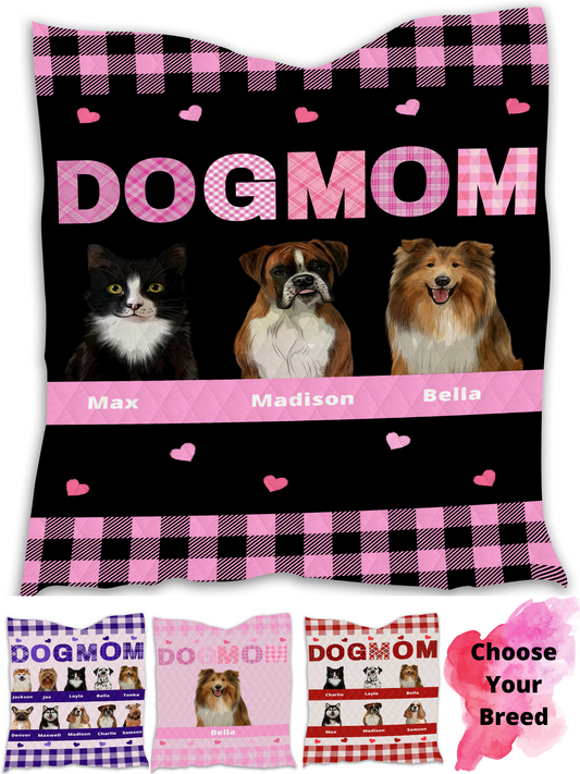 Personalized Dog Cat Pet Mom Quilt 1-10 Pets
