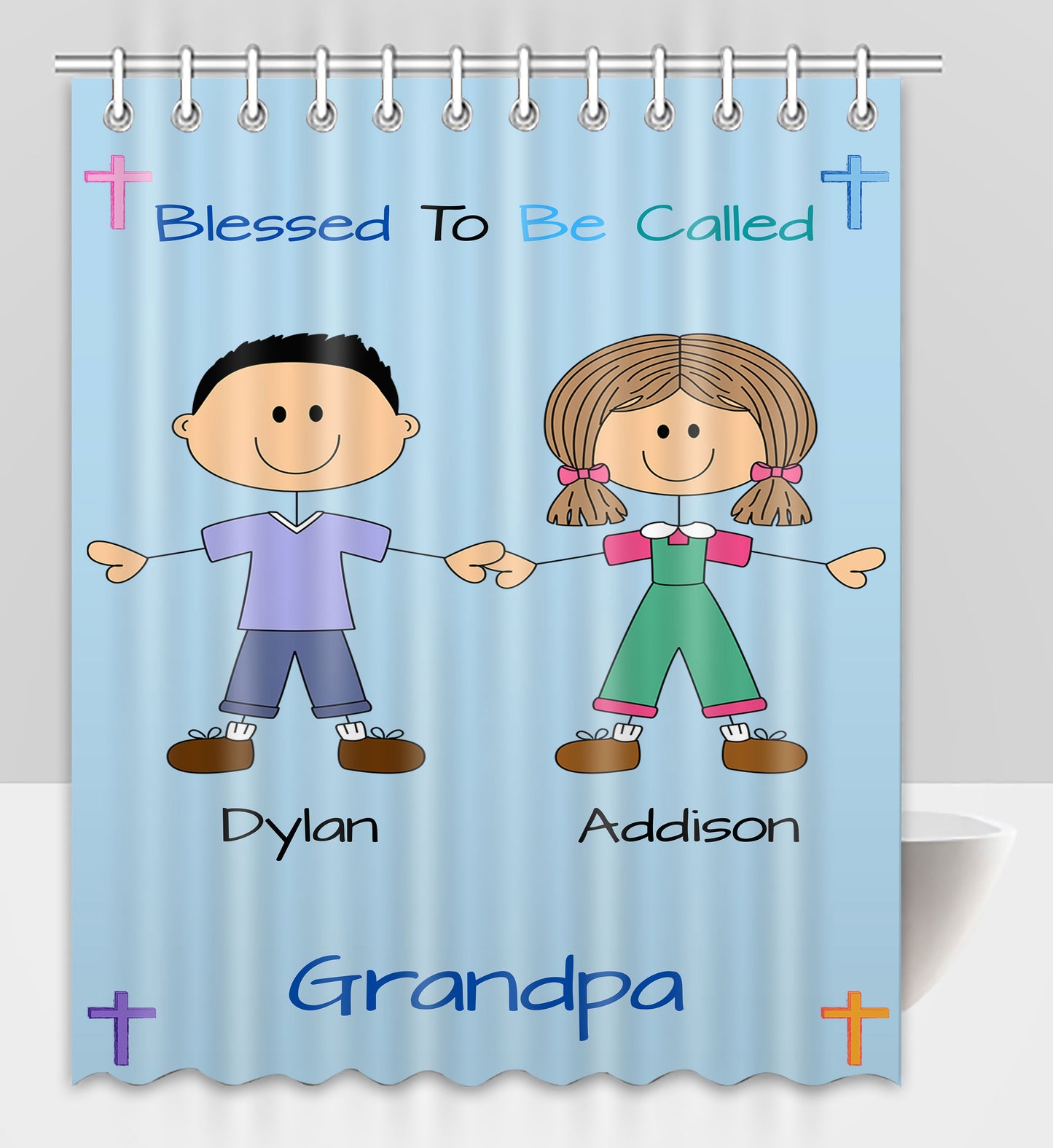 Personalized Blessed to be Called Dog Cat Pets Grandpa, Uncle, Dad, Husband or Brother Shower Curtain
