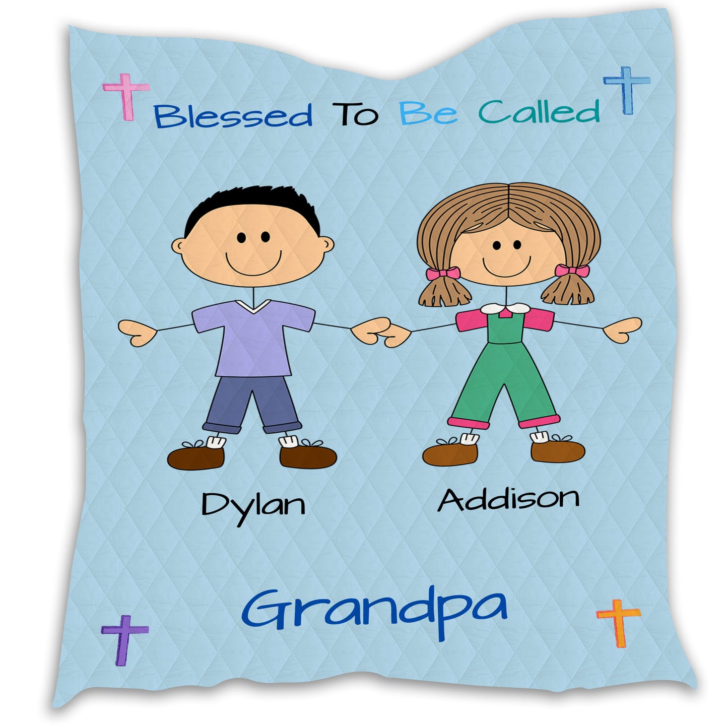 Personalized Blessed to be Called Dog Cat Pets Grandpa, Uncle, Dad, Husband or Brother Quilt