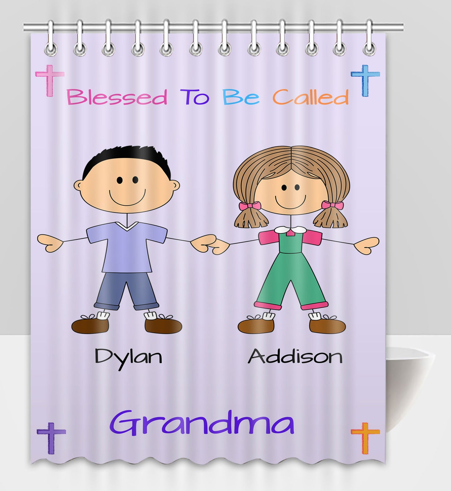 Personalized Blessed to be Called Dog Cat Pets Grandma, Aunt, Mom, Wife or Sister Shower Curtain