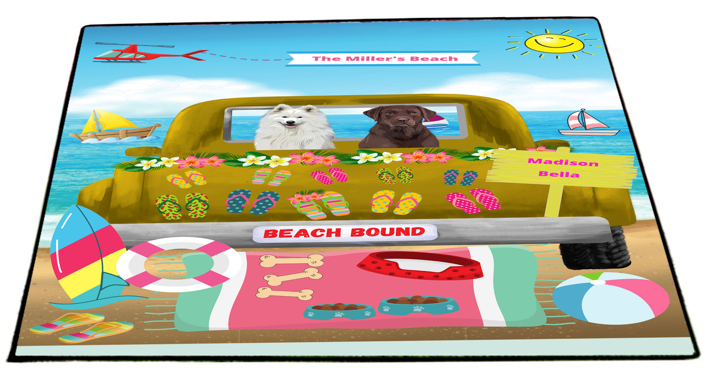 Personalized Beach Bound Dog Cat Pets Floormat 1 to 5 Pets